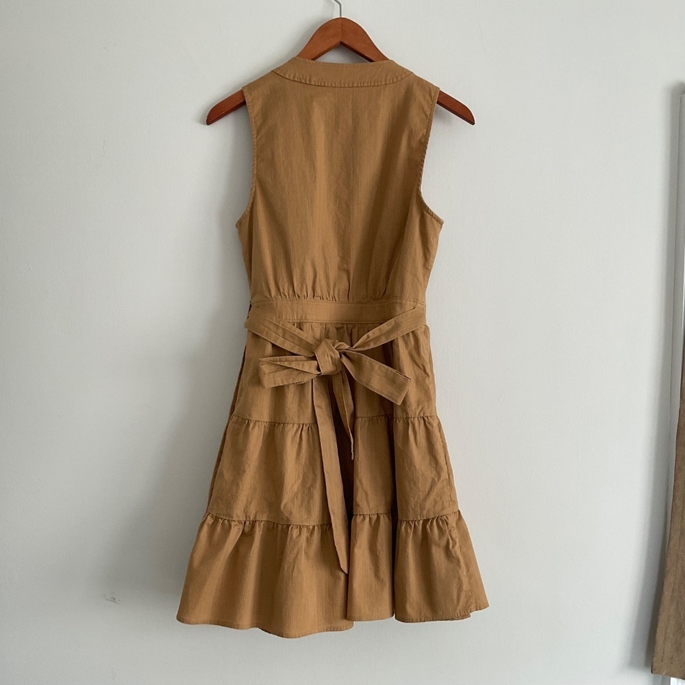 Nine West Mustard V-Neck Tiered Mini Dress - Picture 2 of 8